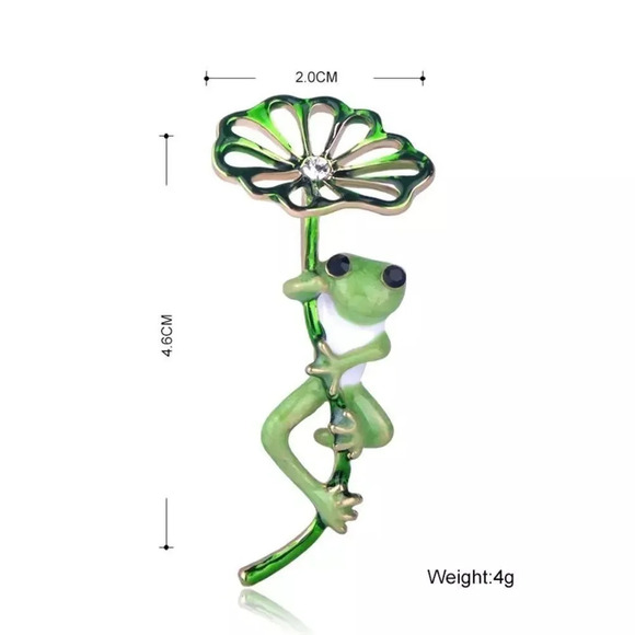 VQ Enamel Frog Brooch - Picture 4 of 8